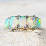 'Aitana' Gold Australian Crystal Opal Ring - Black Star Opal